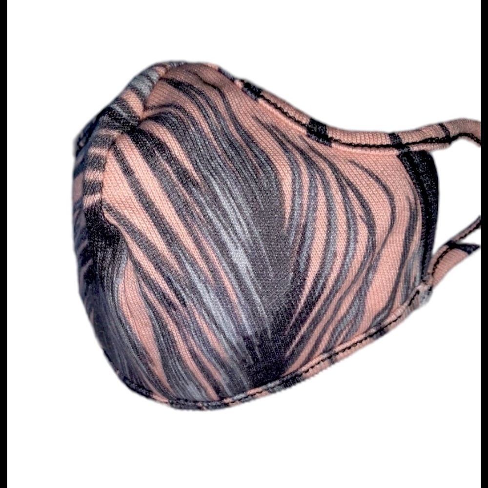 Pink and green leaf reversible face mask
